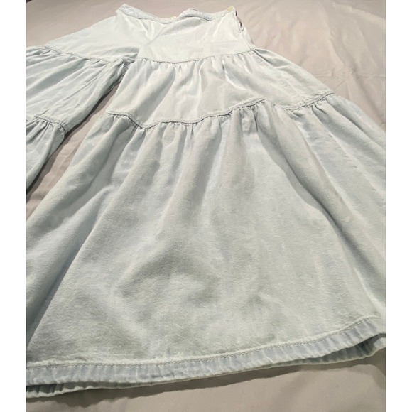 Free People We The Free Tiered Wide Leg Denim Pants Light Wash Blue Womens 6 - Picture 4 of 16